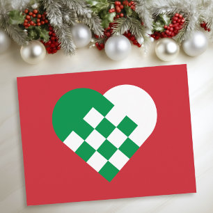 Red Green and White Danish Heart Holiday Postcard