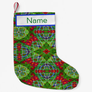 Red, Green and White Geometric Small Christmas Stocking
