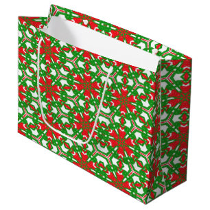 Red, Green and White Kaleidoscope Large Gift Bag