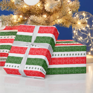 Red Green And White Mudcloth Wrapping Paper