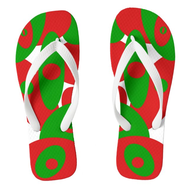 Red, Green and White Orbs   Jandals (Footbed)