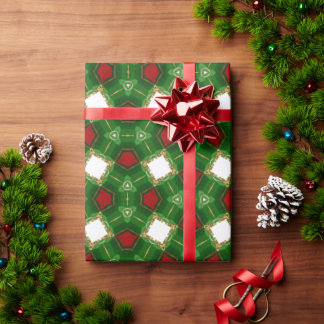Red, Green and White Shapes Wrapping Paper