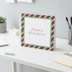 Red, Green and White Stripe Holiday Card with Logo