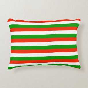 Red, Green and White Stripes  Decorative Cushion