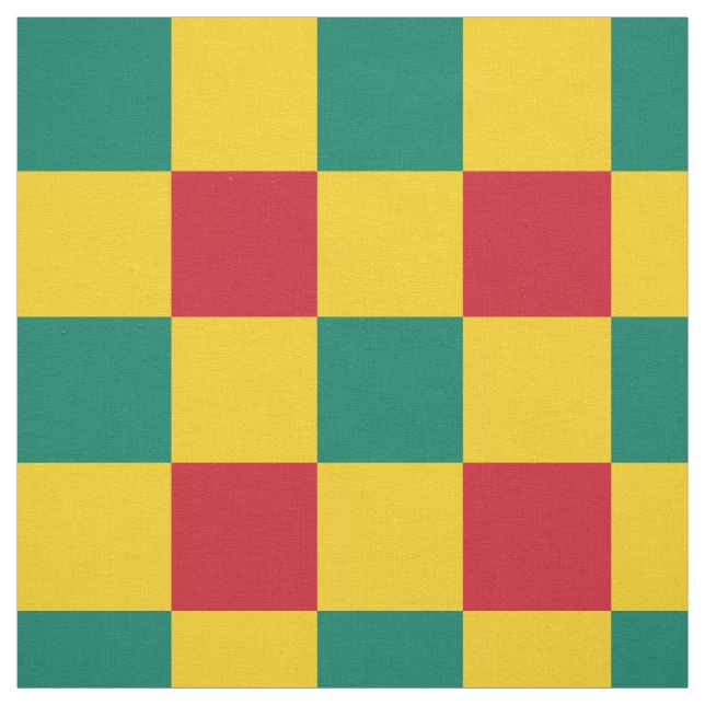 Red, green and yellow chequerboard pattern fabric (Swatch)