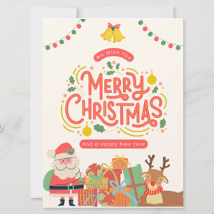 Red Green and Yellow Modern Cute Merry Christmas Holiday Card