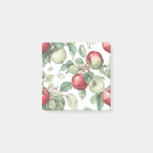 Red Green Apple Fruit Pattern Watercolor Rustic Post-it Notes
