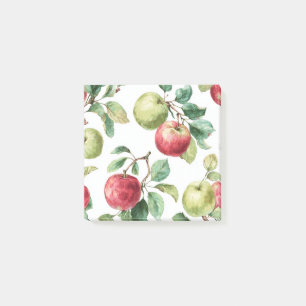 Red Green Apple Fruit Pattern Watercolor Rustic  Post-it Notes