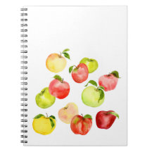 Red green apple illustration watercolor autumn