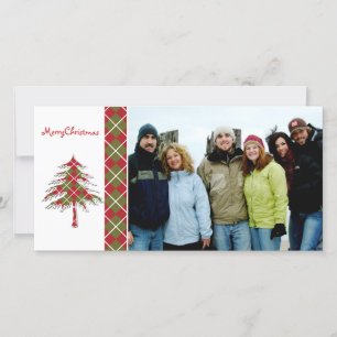 Red & Green Argyle Tree Merry Christmas Holiday Card