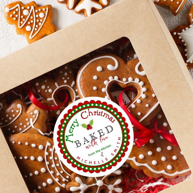 Red Green Baked With Love Merry Christmas Classic Round Sticker (Creator Uploaded)