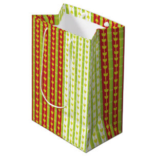 Red Green Bamboo Leaves Medium Gift Bag