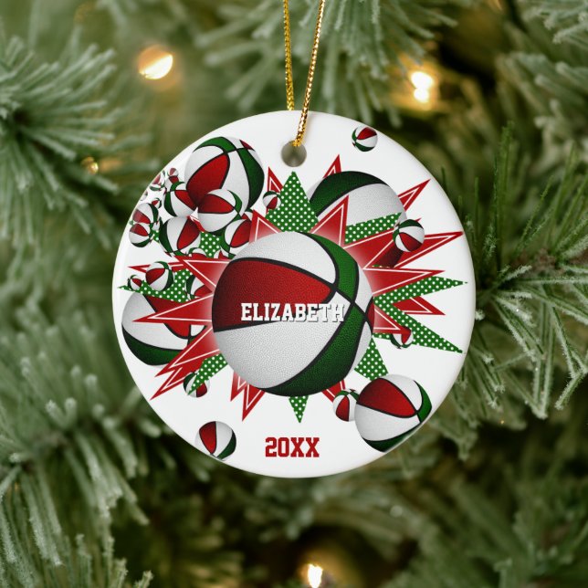 red green basketball blowout commemorative sports ceramic tree decoration (Tree)