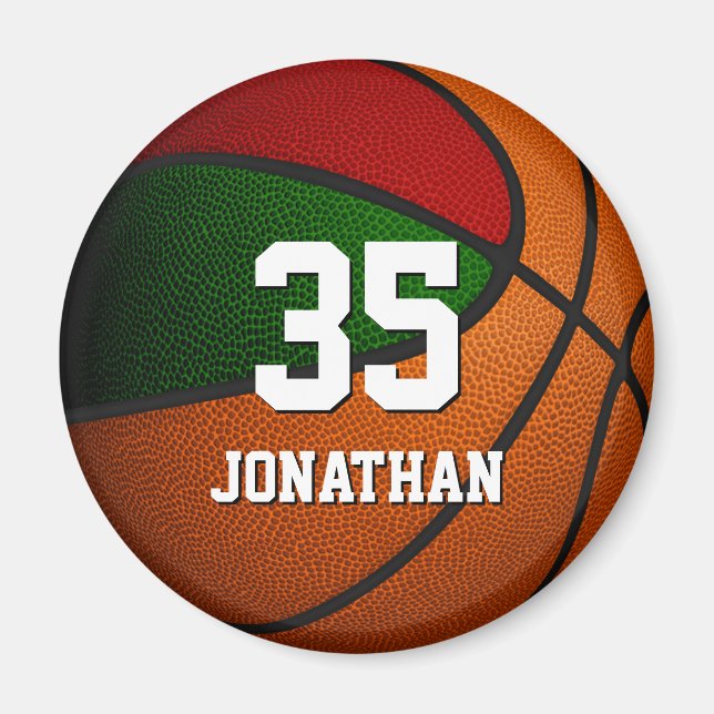 red green basketball team colours magnet (Front)