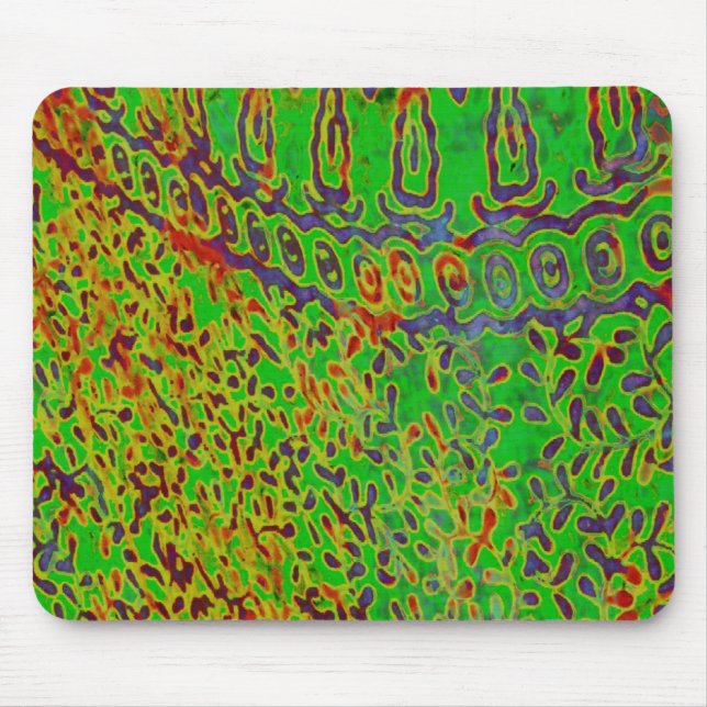 Red & Green Batik Abstract Mousepad (Front)