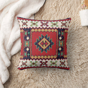 Red Green Beige Black White Oriental Kilim Rug Cushion