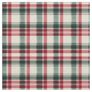 Red, Green & Beige Plaid Fabric