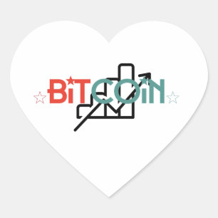 "Red Green Bitcoin Growth Chart Heart Design" Sticker