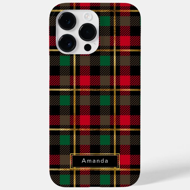 Red, Green, Black & Gold  Christmas Plaid  Case-Mate iPhone Case (Back)