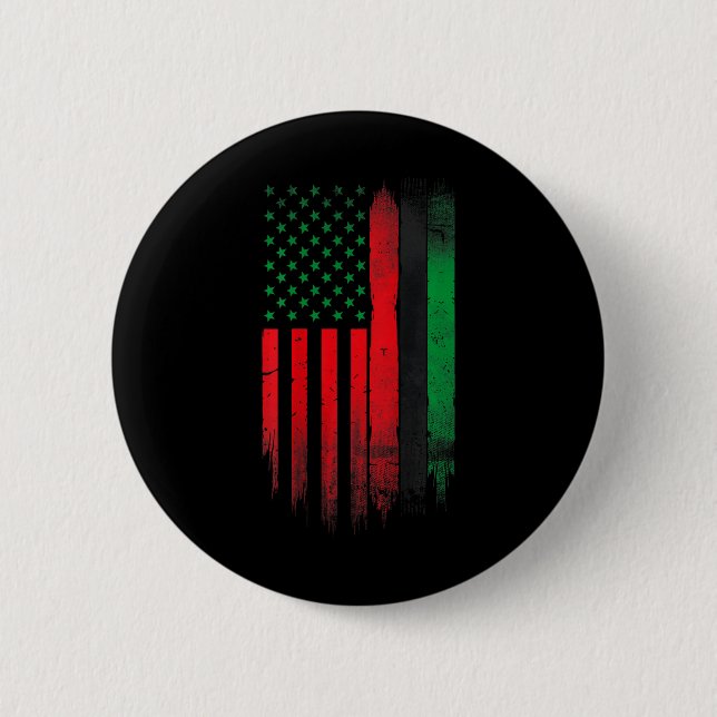 Red Green Black History American African Flag  6 Cm Round Badge (Front)