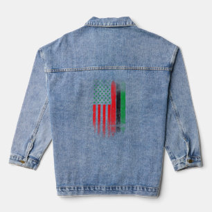 Red Green Black History American African Flag Denim Jacket