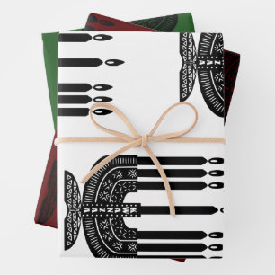Red Green Black Kwanzaa Candles Wrapping Paper Sheet
