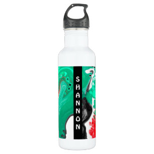 Red, Green Black Personalised Marble Fluid Art 710 Ml Water Bottle