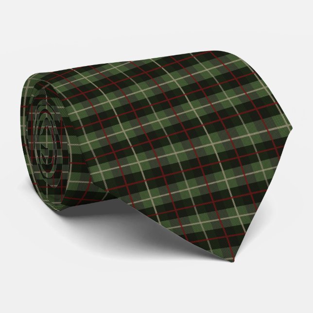 Red Green Black Plaid Tartan Men's Tie (Rolled)