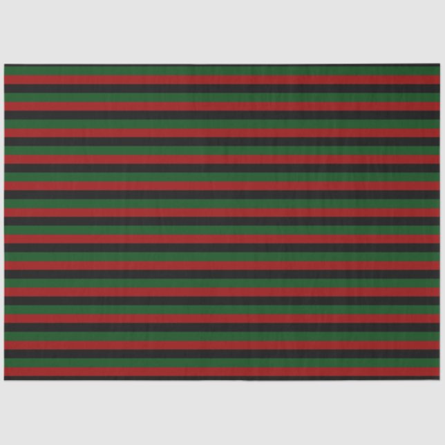 Red Green Black Stripes Pan African Happy Kwanzaa Tissue Paper (Front)
