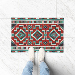 Red Green Black White Oriental Kilim Doormat
