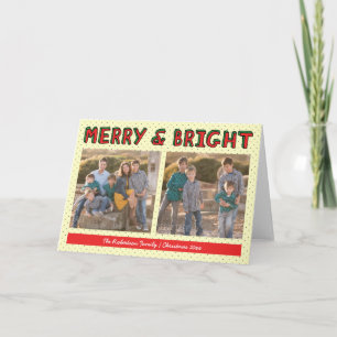 Red Green Blocks Merry & Bright Holiday Photo Card
