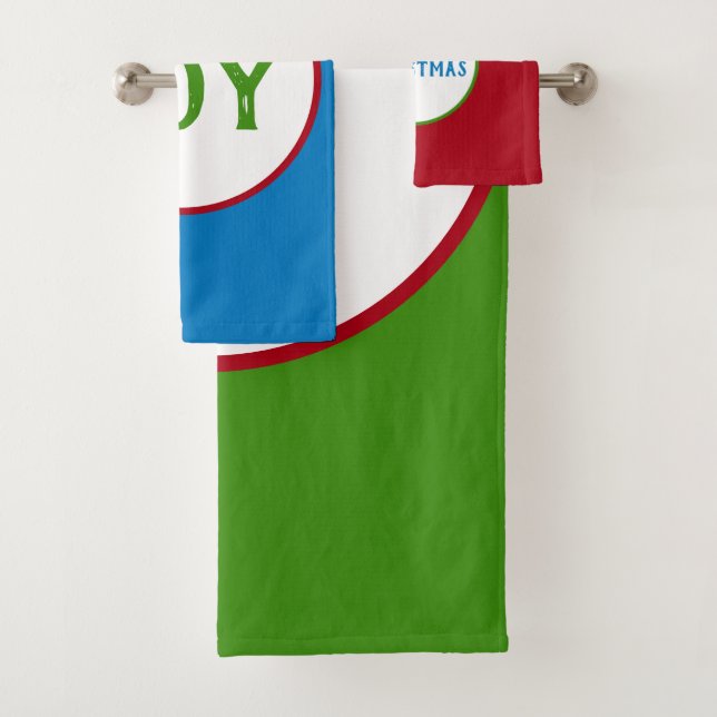 Red Green Blue Christmas Sayings Bath Towel Set (Insitu)