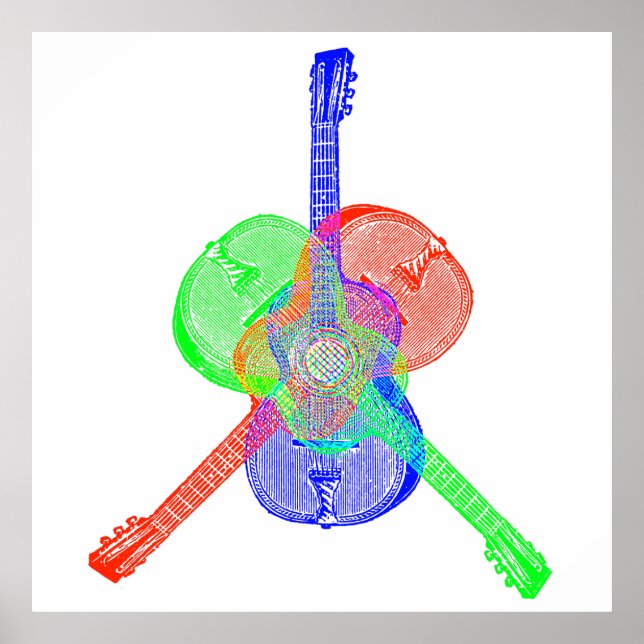 Red Green & Blue Guitars Poster (Front)