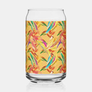 Red Green Blue Purple Abstract Floral Art Deco Can Glass