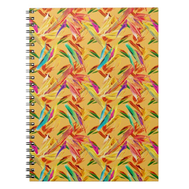 Red Green Blue Purple Abstract Floral Art Deco Notebook (Front)