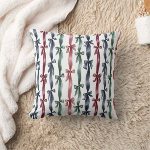 Red Green Blue Ribbons Bow Stripes Cushion