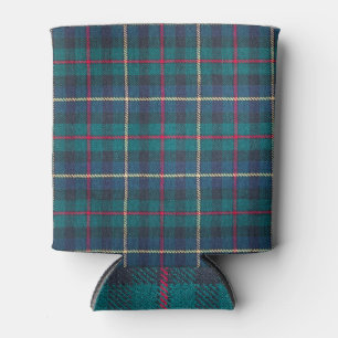 Red, green, blue Scottish tartan pattern. Can Cooler
