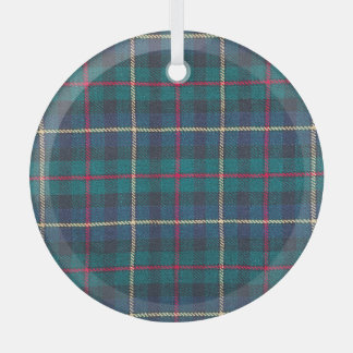Red, green, blue Scottish tartan pattern. Glass Tree Decoration