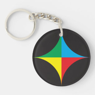 red green blue yellow star key ring