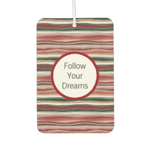 Red Green Blush White Gold Stripes Car Air Freshener