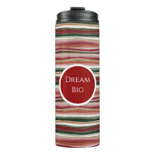 Red Green Blush White Gold Stripes Thermal Tumbler
