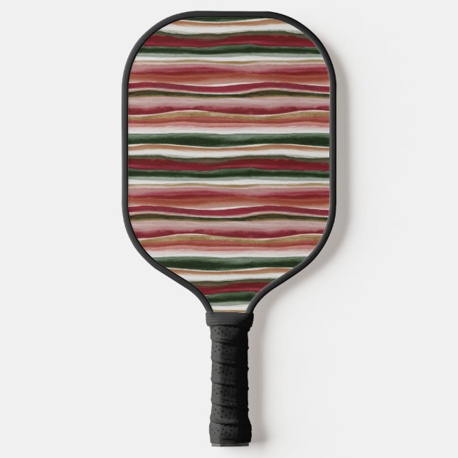 Red Green Blush White Stripes  Pickleball Paddle (Front)