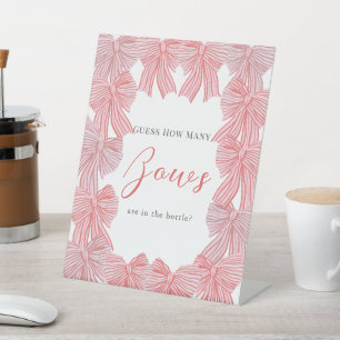 Red & Green Bow/Ribbon Baby Shower How Many Bows Pedestal Sign