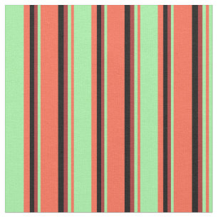 Red, Green, Brown & Black Striped/Lined Pattern Fabric