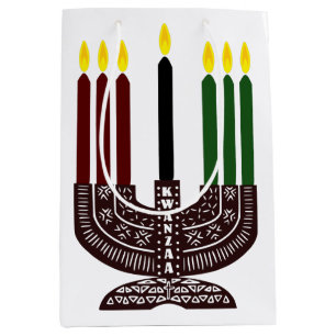 Red Green Brown Kwanzaa Candles Medium Gift Bag