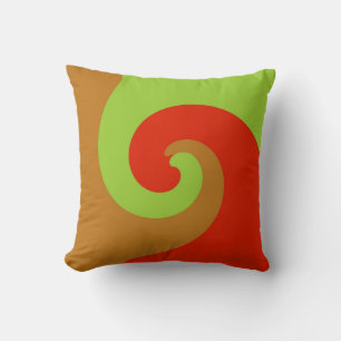 Red Green Brown Retro Painting Abstract Art Cushion
