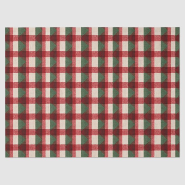 Red Green Buffalo Plaid Christmas Tissue Paper (Front)