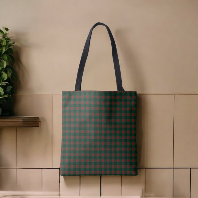 Red Green Buffalo Plaid Festive Fashion Tote Bag (Creator Uploaded)