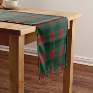 Red Green Buffalo Plaid Holiday Short Table Runner