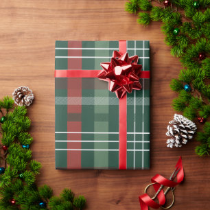 Red & Green Buffalo Plaid Personalized  Wrapping Paper